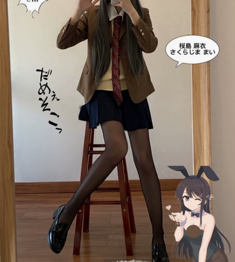 黑丝麻衣学姐JK制服裙正版格短裙套装夏辣妹...