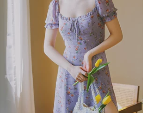 Dec Gals法式小众宫廷风复古方领泡泡...