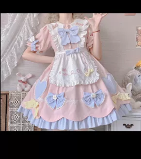 蜜桃白茶原创设计正版Lolita裙套装学生...
