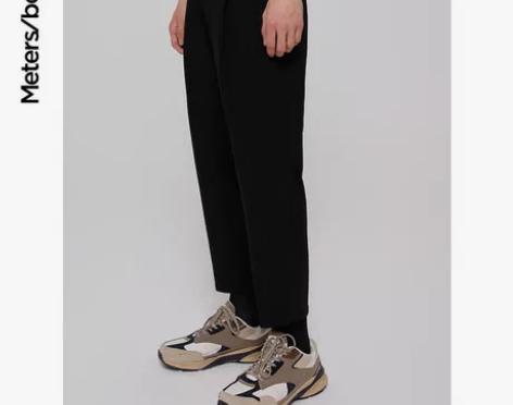美特斯邦威新基本黑色九分裤男休闲裤时尚新款...