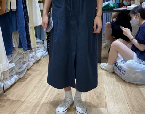 韩国东大门21夏季新款抽绳系带松紧腰A字中...