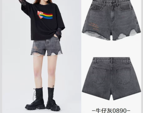 大码 森马牛仔短裤女夏季薄款牛仔裤2021...