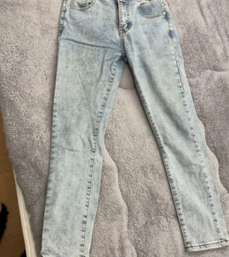 水洗牛仔裤弹力高腰铅笔裤 L码平常穿M也可...