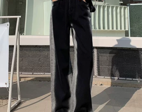 黑色直筒牛仔裤女春装2022年新款高腰显瘦...