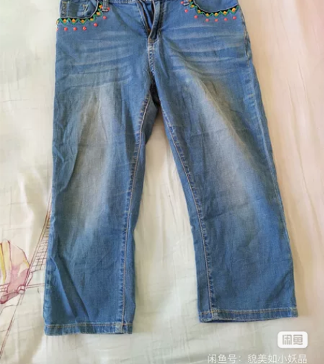 女童巴拉巴拉七分牛仔裤，适合15到160身...