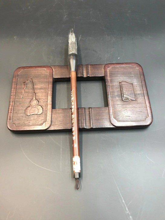 清代大红酸枝文房笔架、印规!一物多用,可作...