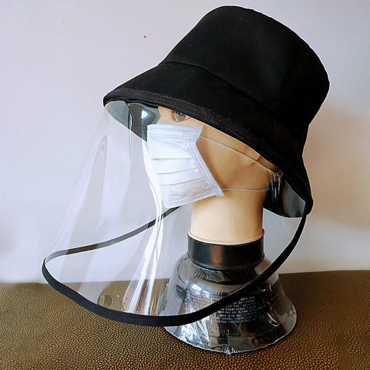 防飞沫帽韩国渔夫帽防病毒带面罩防护帽子女出...