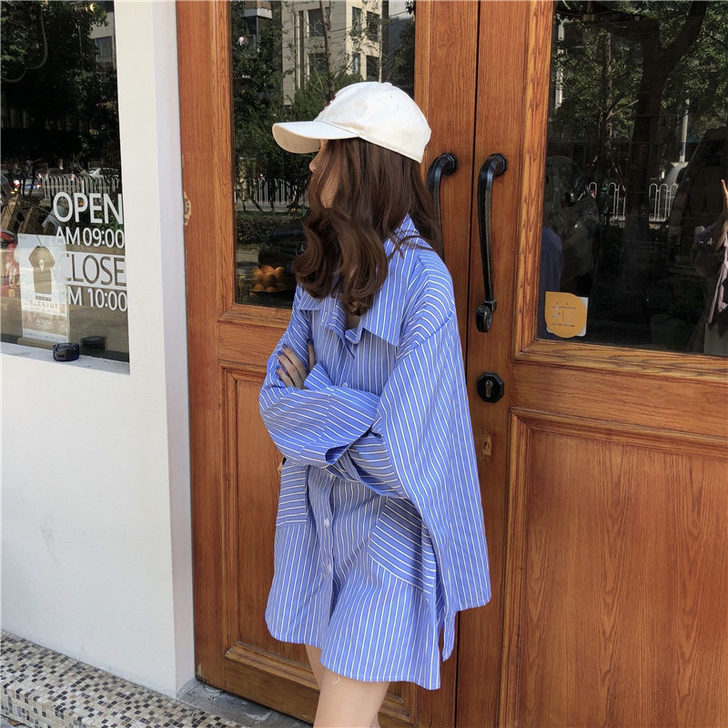 秋季条纹衬衫外套