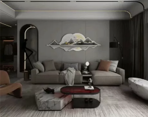 现代 轻奢 客厅沙发背景墙 装饰画 led...