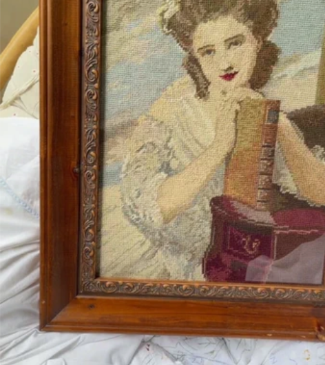 绒绣画 世界名画《读书少女》 法国回流 顺...