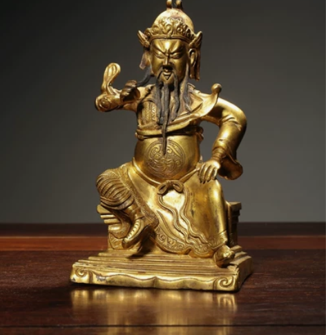 清 铜鎏金关公造像 规格:高15.5cm,...