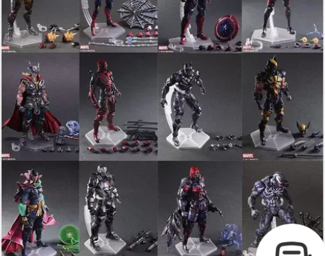 漫威钢铁侠蜘蛛侠美队雷神黑寡妇绿巨人黑豹金...