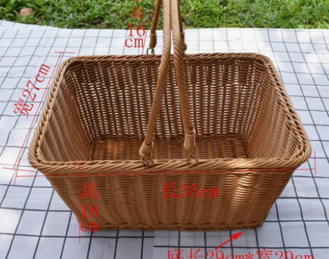 全新藤编篮野餐收纳篮水果盒买菜篮仿藤编织筐...