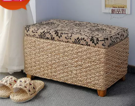 简约藤编换鞋凳收纳箱鞋柜床头凳穿鞋凳有盖收...