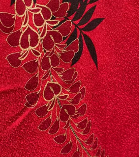 正绢振袖紫藤花蝴蝶和服袖子两条 袖子两条，...