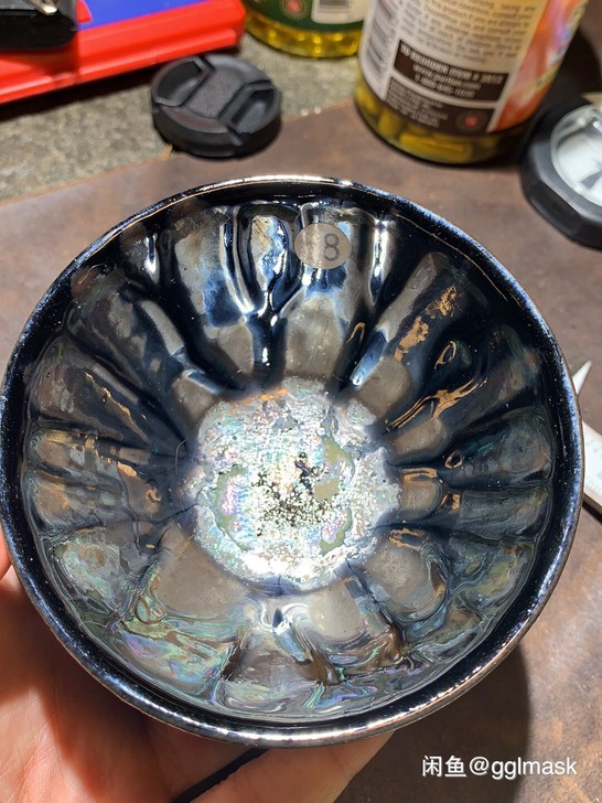 龙窑柴烧建盏纯手工紫罗兰花钻双色釉 龙窑柴...