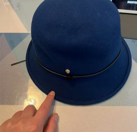 羊毛小礼帽 宝蓝色9新内侧帽围约20cm，...