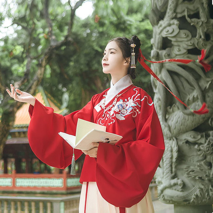 汉尚华莲兔爷传统汉服女装日常襦裙秋冬款交领...