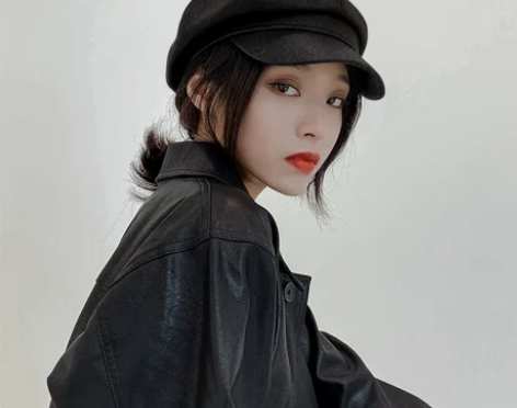 不大头~黑色八角帽子女韩版潮秋冬季英伦复古...