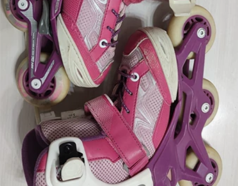 迪卡侬轮滑鞋溜冰鞋儿童初学者中大童可爱滑冰...