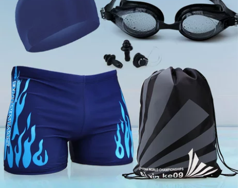 游泳装备 装备泳帽男士泳裤+布 速干平角温...