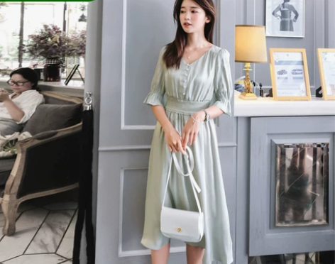 全新 法式复古裙过膝很仙夏装2019新款女...