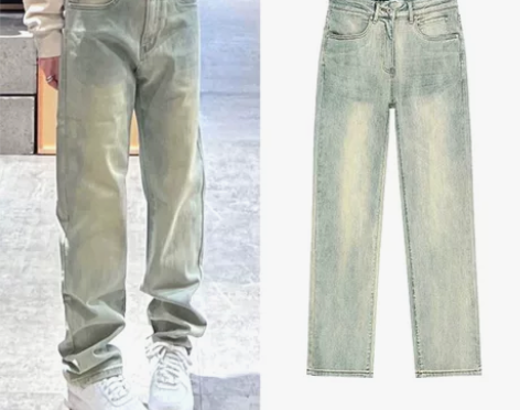 裤复古 美式街头潮牌黄泥染重工牛仔裤男高街...