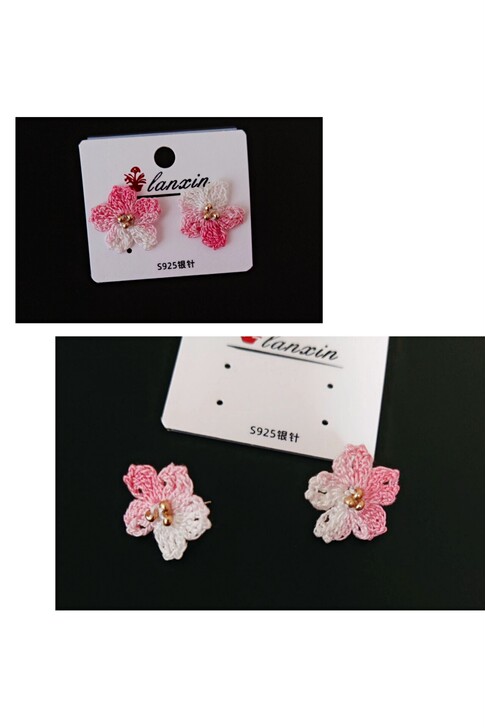 微钩樱花耳钉,仙女必备标价是一对价格,主页...