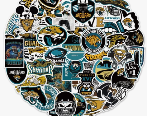 50张美式卡通动物美洲虎笔记本橄榄球滑板运...