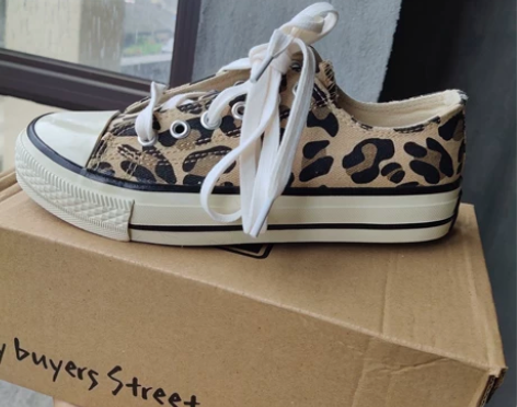 35码帆布鞋女鞋小码特价处理豹纹低帮休闲鞋...