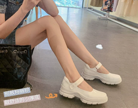 谐鹿一字扣玛丽珍鞋舒适松糕厚底单鞋复古运动...