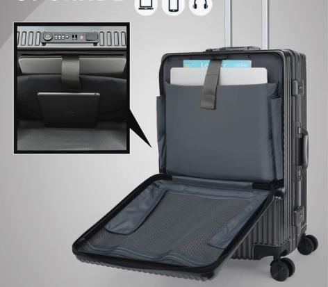 厂家仓库升级,行李箱前开口登机箱24寸大容...