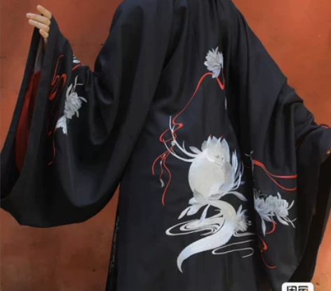 兰若庭 汉服 乘黄 明制 披风 绣花 大袖...