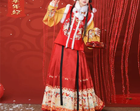 裳云兮新年战衣《福虎呈祥》明制汉服女拜年加...