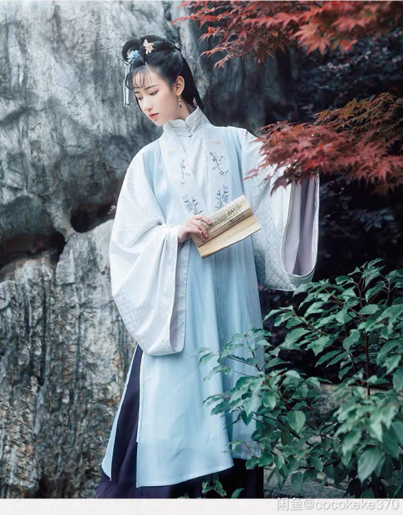 池夏蓝色刺绣长比甲全新仅试带吊牌L码