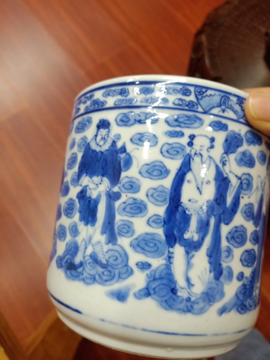 光绪八仙人笔筒口径12cm高12cm看好下...