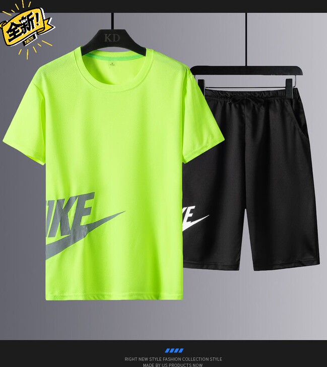 休闲套装男士短裤短袖t恤夏季冰丝速干潮流帅...