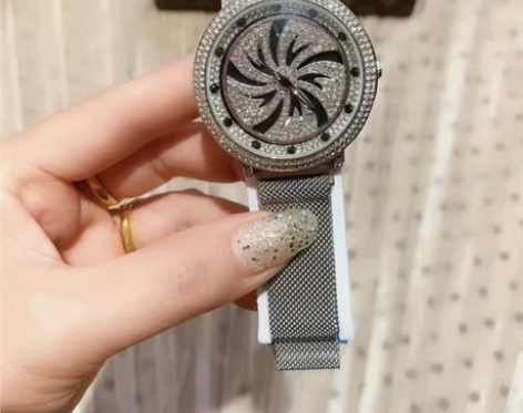 钢带时来运转手表男旋转男表女表满钻情侣抖音...