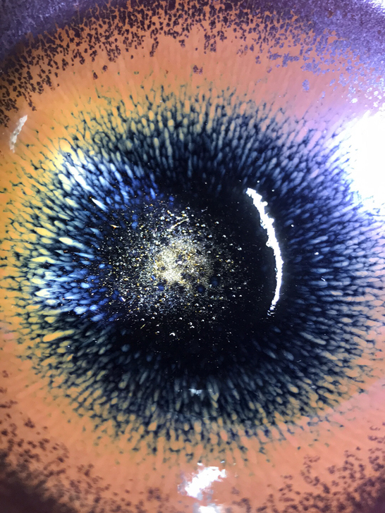 柴烧，杨华华实力派老师烧制，黑底兔豪柿红口...