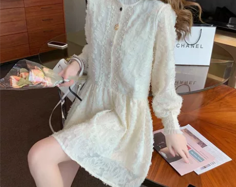 法式蕾丝连衣裙气质款 全新 闲置 均码 感...