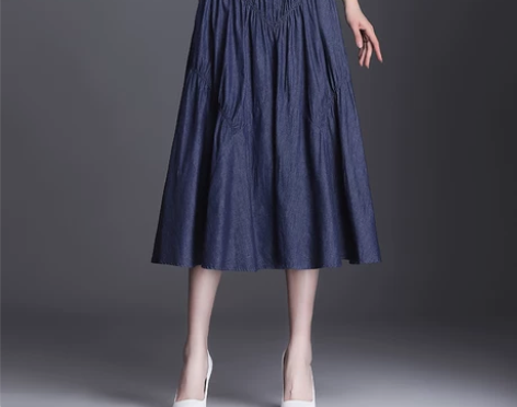 牛仔裙半身裙女大摆裙2021春夏新款高腰百...