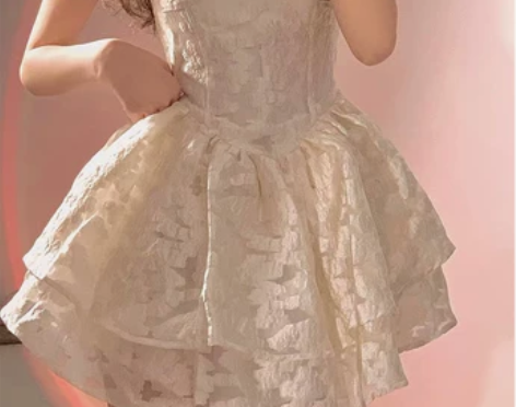 ?甜辣风方领泡泡袖辣妹连衣裙女夏收腰显瘦艺...