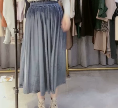 金丝绒半身裙女秋冬高腰遮胯显瘦中长款a字大...