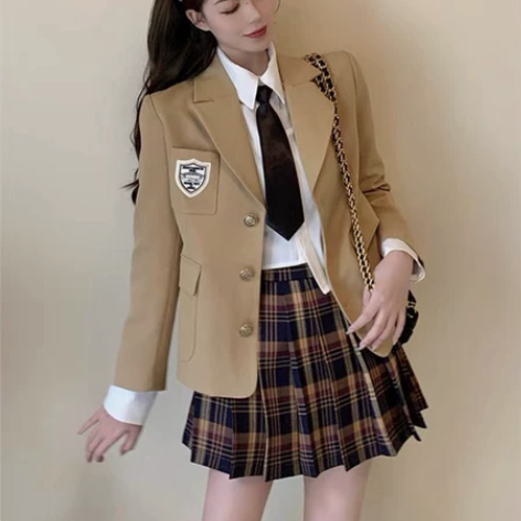 学院风洋气复古英伦日系jk制服西装外套显瘦...
