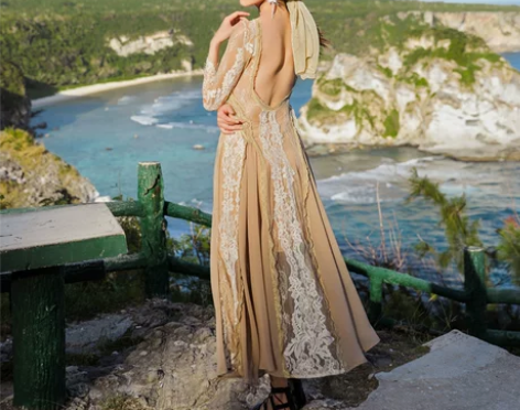 露背三亚沙滩裙 超仙海边度假民族风连衣裙旅...