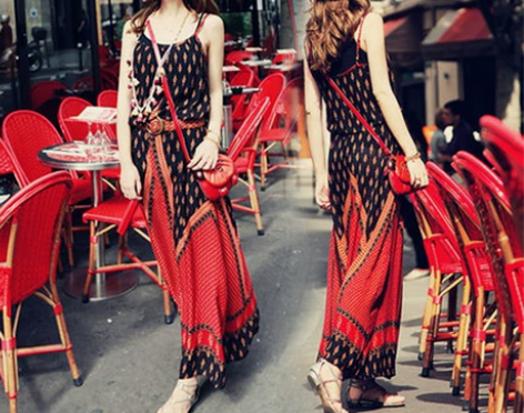 法式复古沙滩裙女新款夏波西米亚长裙三亚泰国...