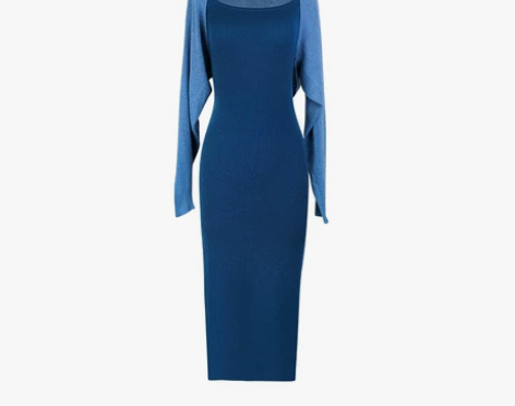 许大晴 港风复古针织连衣裙女秋修身显瘦挂脖...