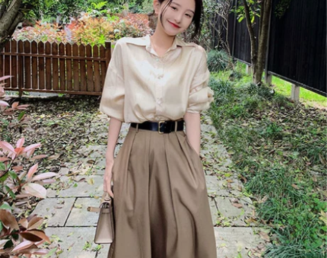 洋气小香风职业套装女港风小个子衬衫阔腿裤两...