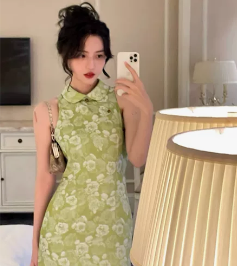 酒午自制港风复古2021夏季新款改良旗袍裙...