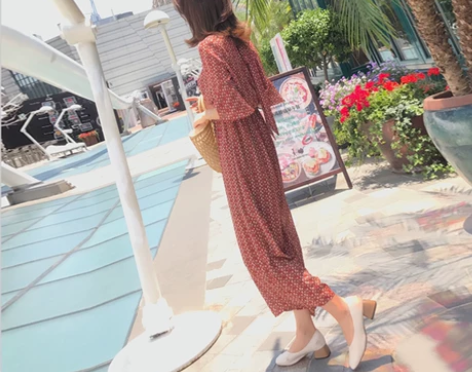 2018夏季新款高腰雪纺碎花连体裤后背系带...